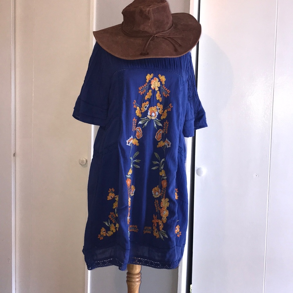 NWOT Free People- Embroidered Mini Dress, Size S